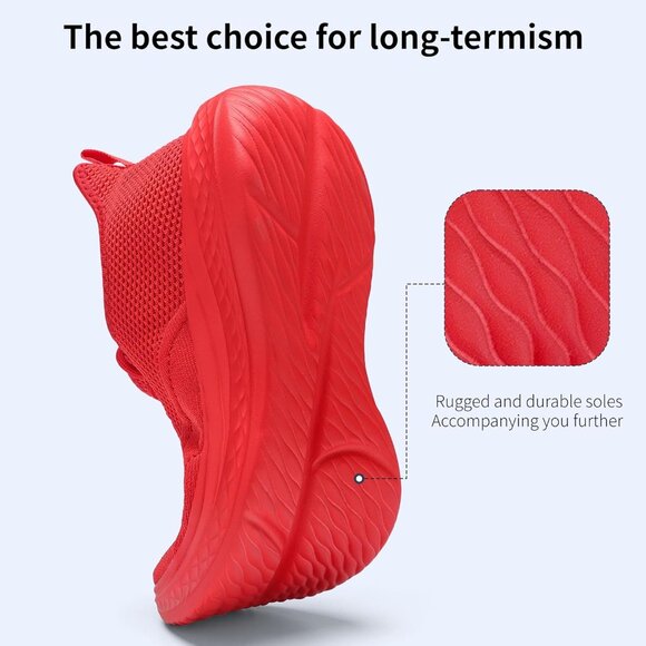 ⚡Men All Red Fashion Mesh Non Slip Lightweight Workout Breathable Gym Sneakers - Picture 4 of 6